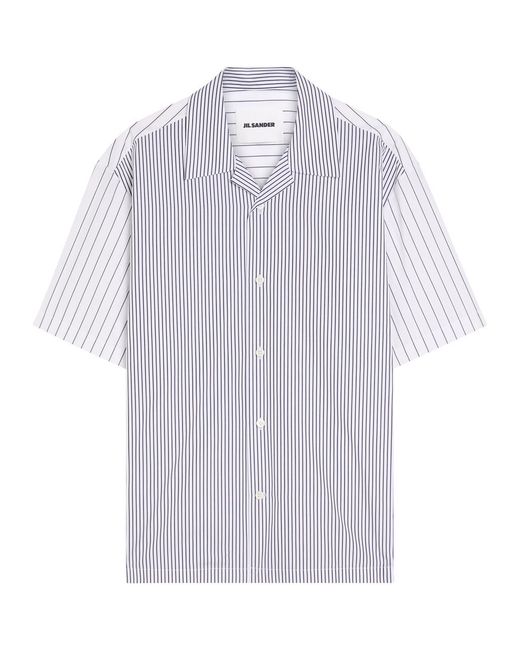 Jil Sander White Pinstriped Cotton-Poplin Shirt for men
