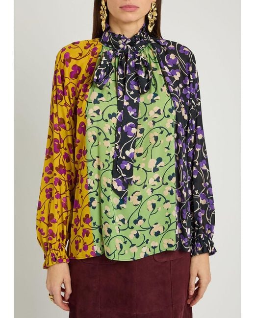 LaDoubleJ Yellow Cerere Patterned Chiffon Blouse