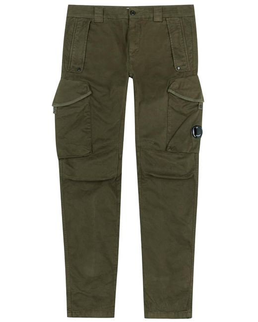 C.P. Company Army Green Brushed Cotton Cargo Trousers for Men | Lyst