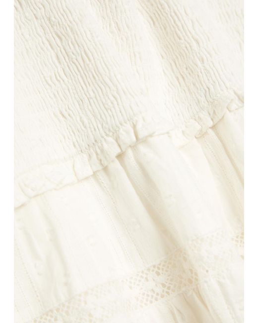 LoveShackFancy Natural Colbera Lace-Trim Cotton Mini Dress