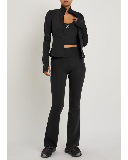 Stella McCartney Black Adidas X Training Logo Stretch-Jersey Flared Leggings