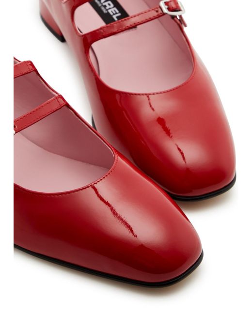 CAREL PARIS Red Ariana Patent Leather Mary Jane Flats