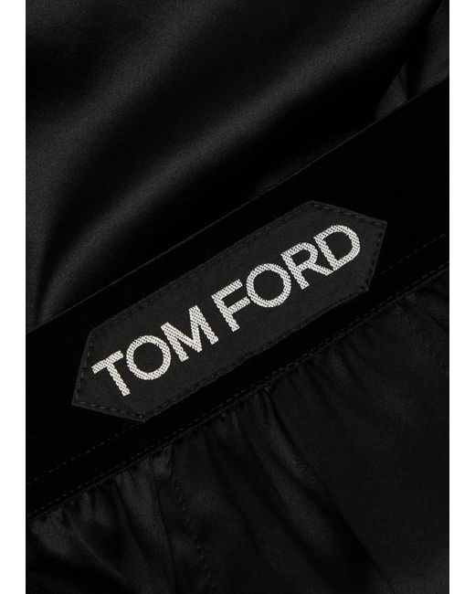 Tom Ford Black Stretch Silk Boxer Shorts In for men