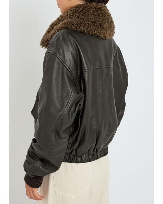 Lemaire Black Quilted Leather Jacket