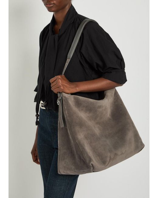 Lemaire Brown Belted Suede Hobo Bag