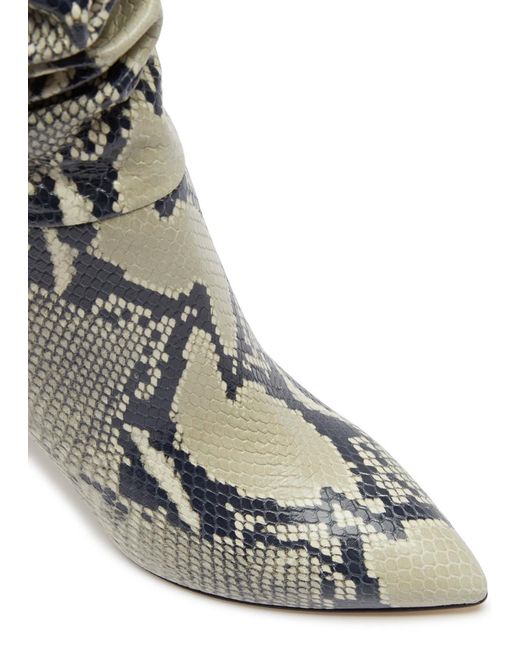 Paris Texas Gray 85 Python-effect Leather Mid-calf Boots