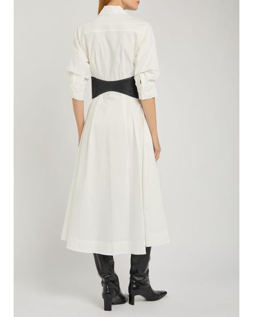 Jonathan Simkhai White Olson Belted Cotton-Blend Poplin Midi Shirt Dress