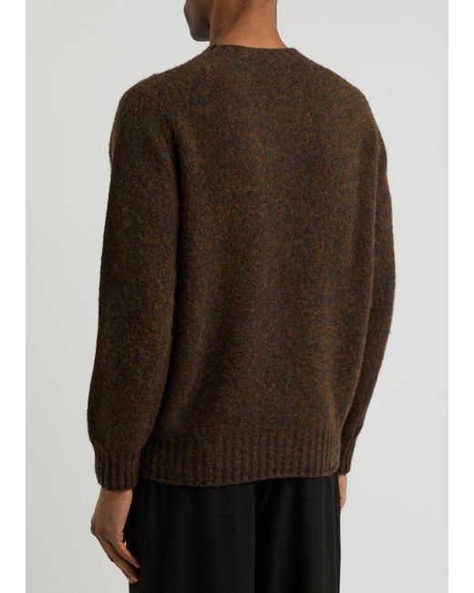 Sunspel Brown Shetland Wool Jumper for men