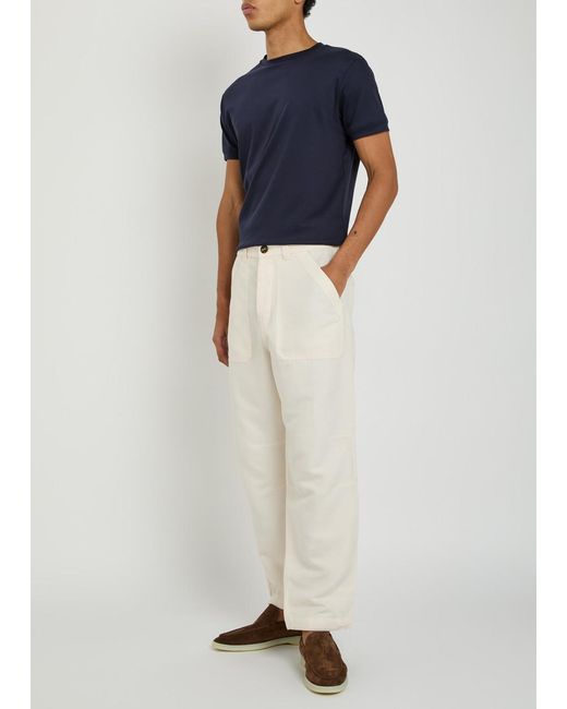 Brunello Cucinelli White Relaxed Linen And Cotton-Blend Trousers for men