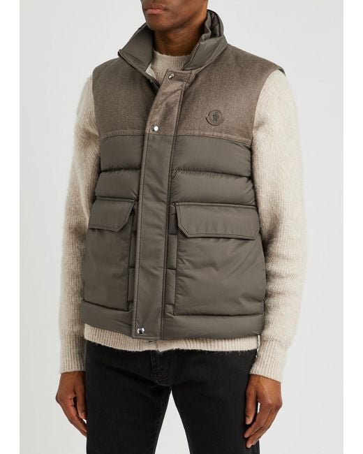 Moncler Brown Rance Panelled Quilted Shell Gilet for men