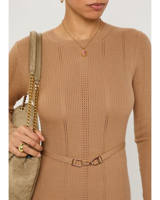 Gabriela Hearst Natural Imagene Belted Wool Midi Dress