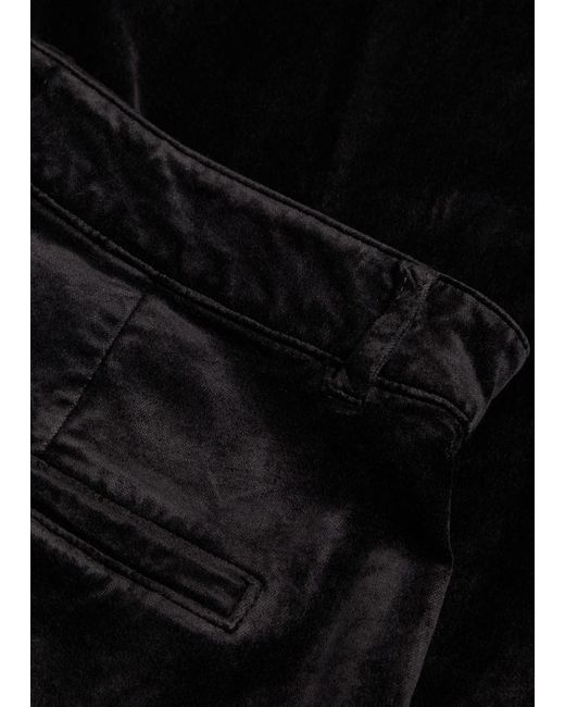 PAIGE Black Anessa Wide-Leg Velvet Trousers