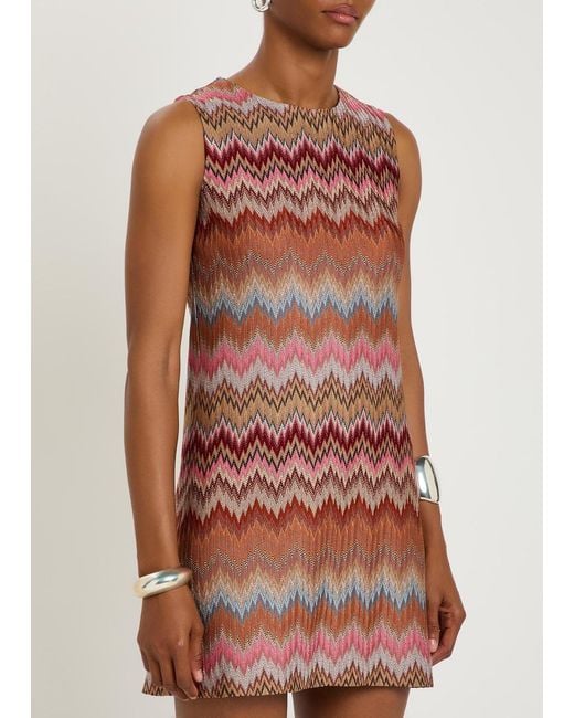Missoni Red Chevron Fine-Knit Mini Dress