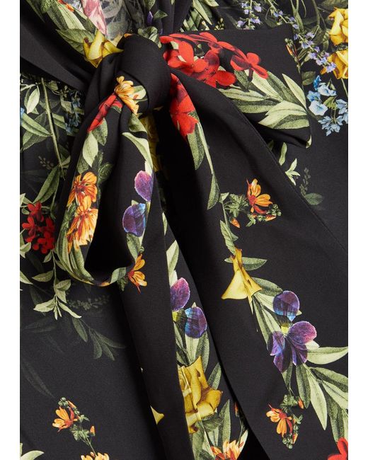 Alice + Olivia Black Brentley Floral-Print Woven Blouse
