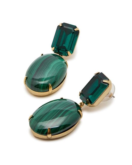 Jennifer Behr Green Xiomara Malachite 18Kt-Plated Drop Earrings