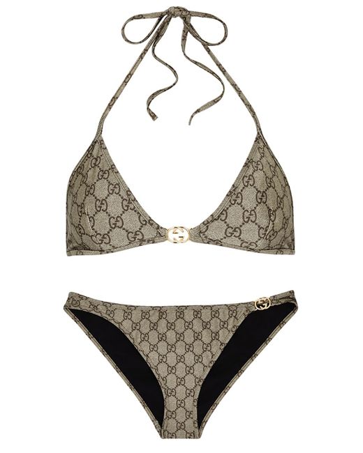 Gucci Synthetic GG-monogrammed Bikini in Brown | Lyst UK