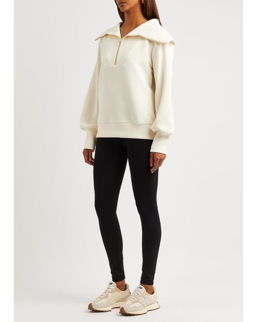 Varley White Vine Ribbed Stretch-Cotton Half-Zip Sweatshirt