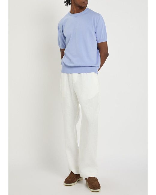 Canali Blue Fine Cotton-Knit T-Shirt for men