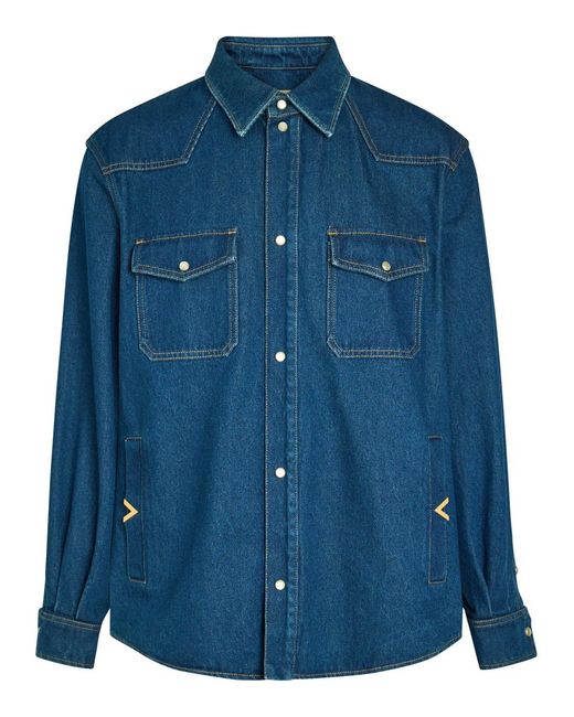 Valentino Garavani Blue Denim Overshirt for men