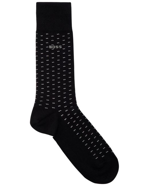 Boss Black Patterned Cotton-Blend Socks for men