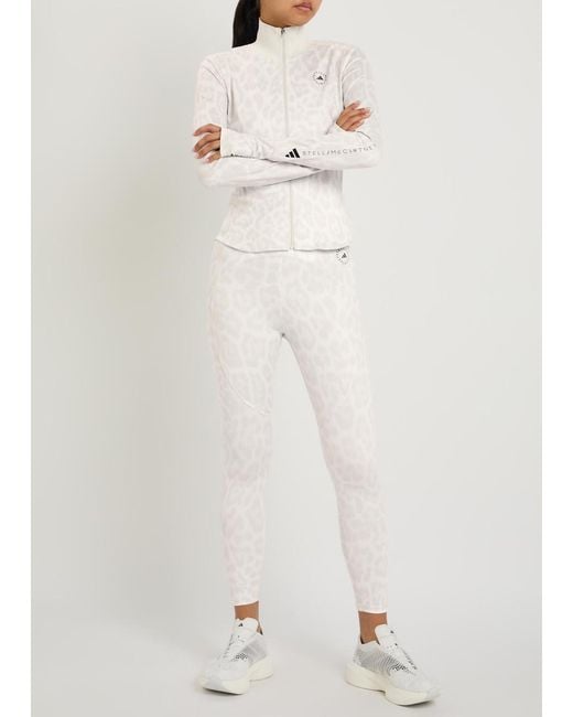 Stella McCartney White Adidas X Leopard-Print Stretch-Jersey Mid-Layer Jacket