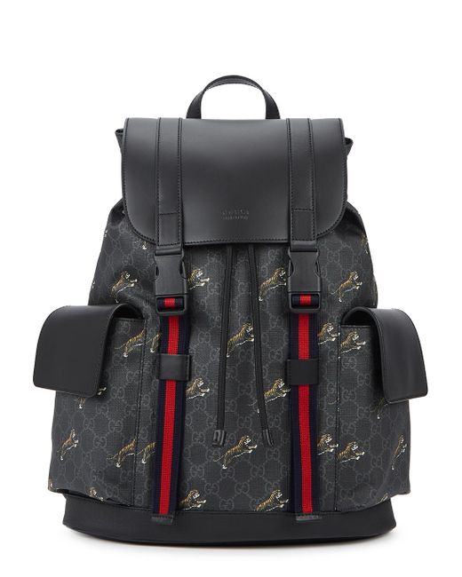 Gucci Black Bestiary Backpack With Tigers for men
