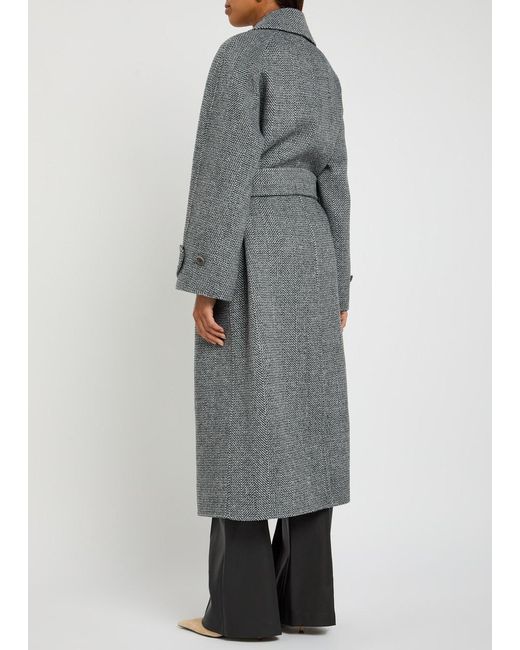 Joseph Gray Navarre Herringbone Wool Coat
