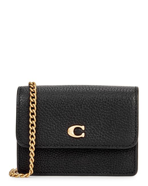 COACH Black Grained Leather Wallet-on-chain