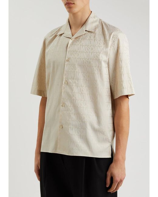Moschino White Logo-jacquard Cotton Shirt for men