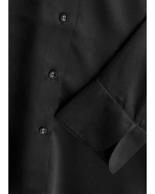 Fleur Of England Black Fleur Du Jour Silk-Satin Pyjama Shirt
