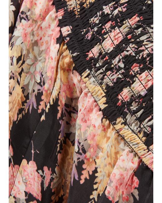 byTiMo Natural Floral-print Satin Trousers