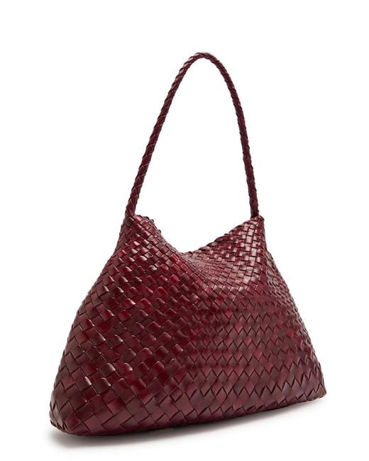 Dragon Diffusion Red Santa Maria Woven Leather Shoulder Bag