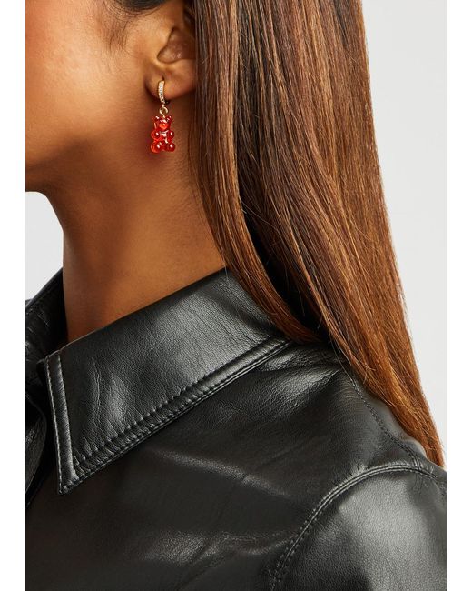 Crystal Haze Jewelry Orange Nostalgia Bear 18kt Gold-plated Hoop Earrings