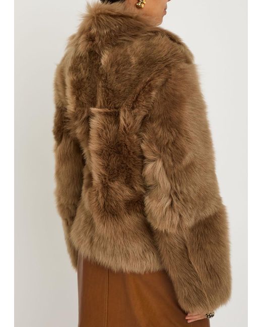 Nour Hammour Brown Verena Shearling Wrap Jacket