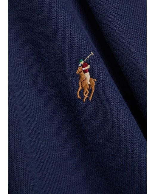 Polo Ralph Lauren Blue Logo-Embroidered Half-Zip Cotton Jumper for men