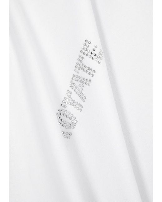 ROTATE BIRGER CHRISTENSEN White Logo Cropped Stretch-jersey T-shirt
