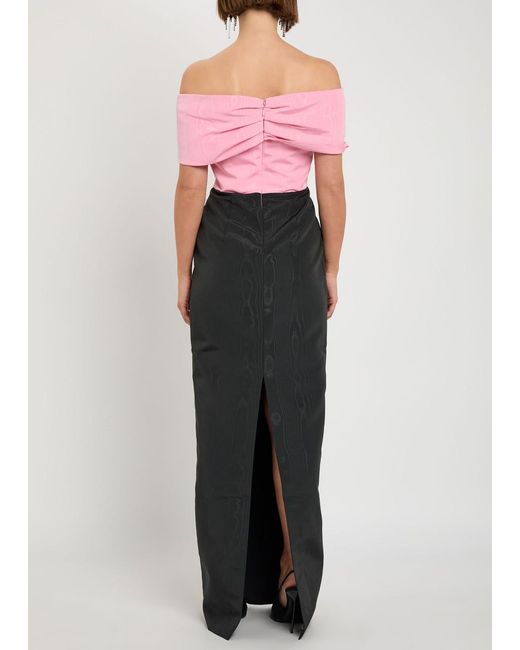 Rebecca Vallance Black Amaro Off-The-Shoulder Taffeta Maxi Dress