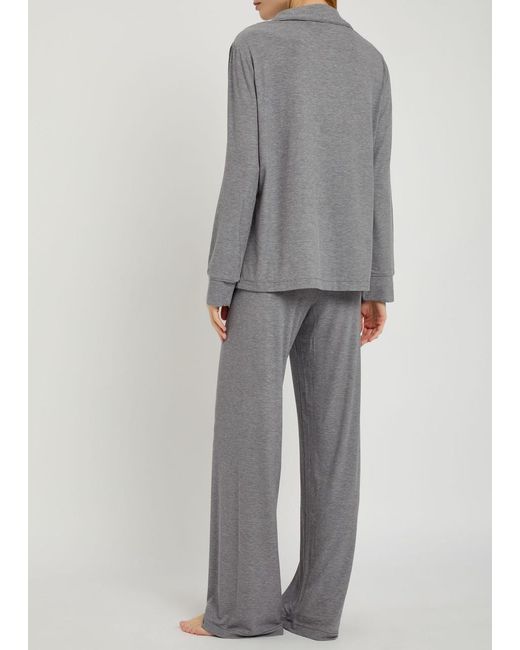 Skims Gray Ribbed Stretch-Modal Pyjama Set