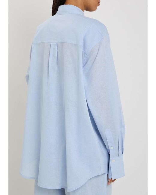 Totême Blue Cotton And Linen-Blend Shirt