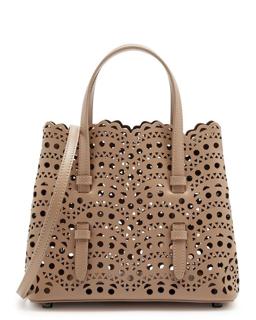 Alaïa Brown Alaïa Mina 20 Laser-cut Leather Top Handle Bag