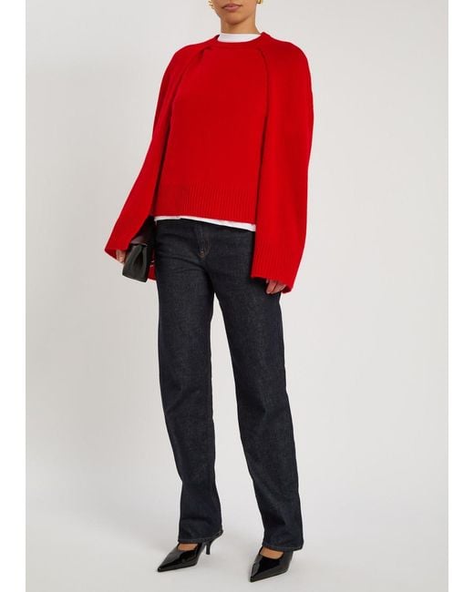 Totême Red Cape-Effect Cashmere Jumper