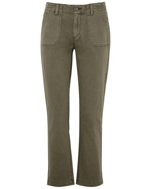 PAIGE Green Mayslie Straight-Leg Tapered Jeans