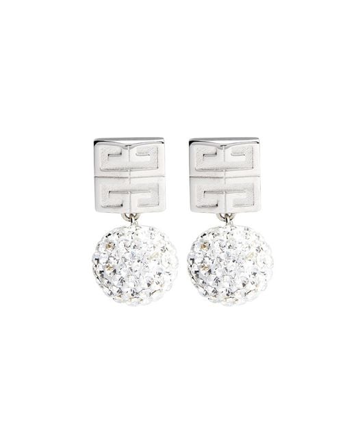 Givenchy White 4g Crystal-embellished Drop Earrings