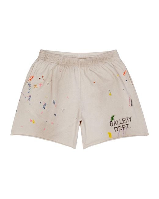 GALLERY DEPT. Natural Insomnia Paint-splattered Cotton Shorts for men