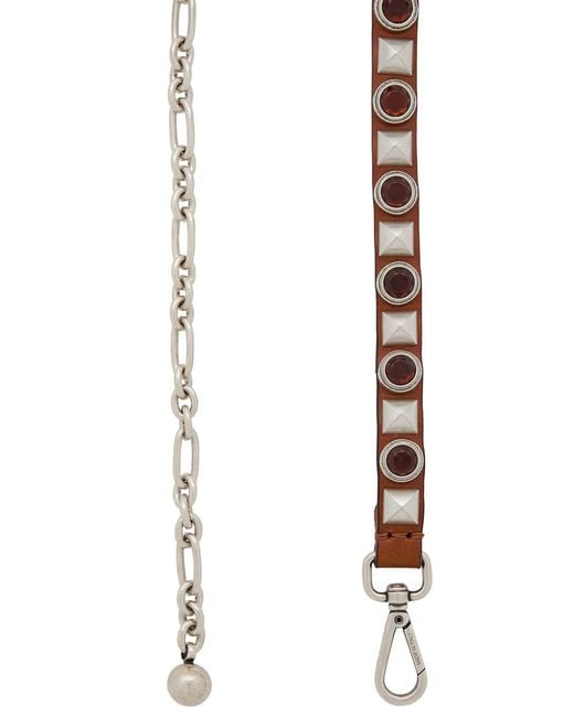 Etro Brown Embellished Leather Chain Belt
