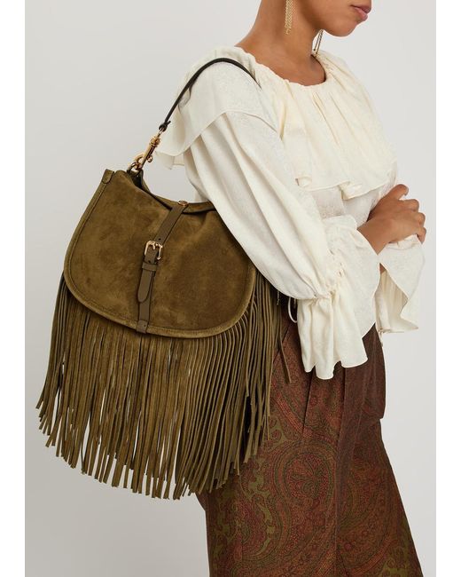Etro Brown Libra Medium Leather And Suede Tote