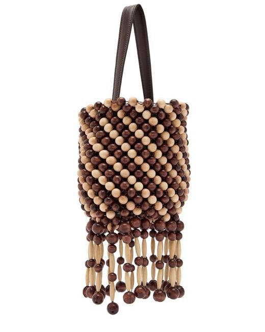 Rabanne White Beaded Leather Bucket Bag