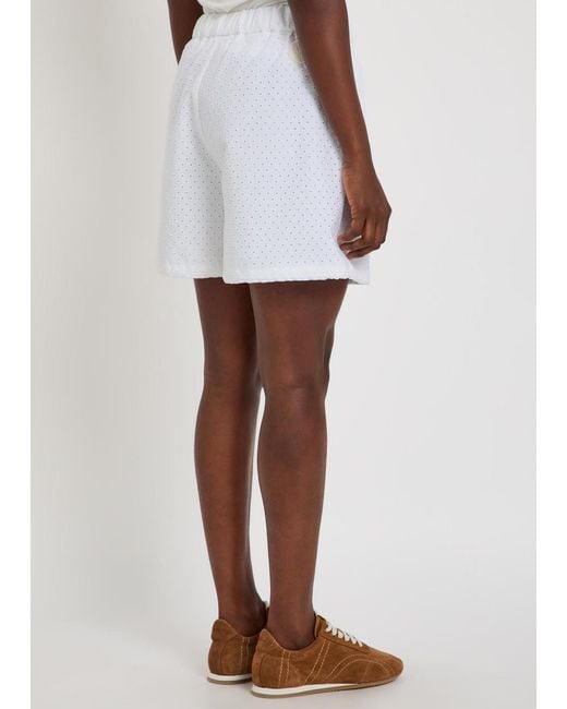 Moncler White Logo-Appliquéd Embroidered Cotton Shorts