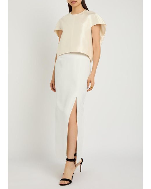Patrick Mcdowell White Tatiana Silk And Wool-Blend Midi Skirt