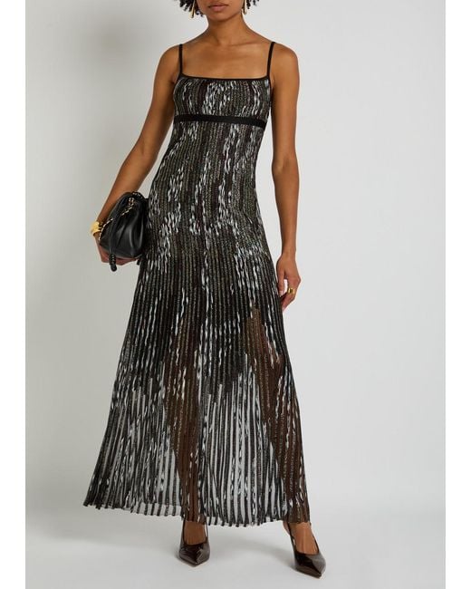Missoni Black Patterned-Jacquard Metallic-Knit Midi Dress